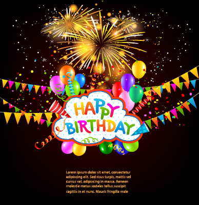 Colored confetti with happy birthday background vector 05