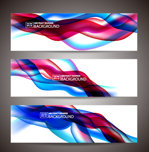 Colored wavy banner vector graphics 01