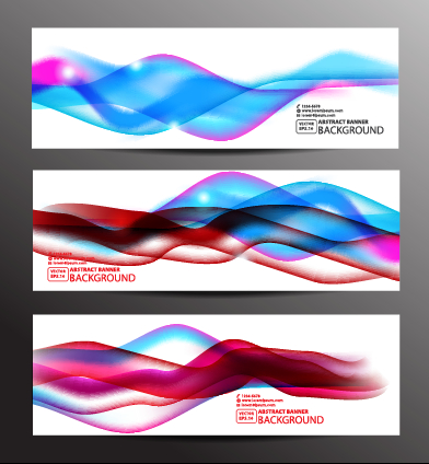 Colored wavy banner vector graphics 02