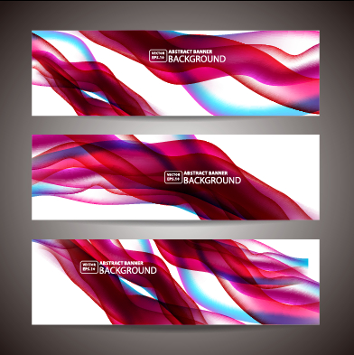 Colored wavy banner vector graphics 03