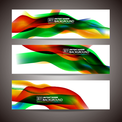 Colored wavy banner vector graphics 04