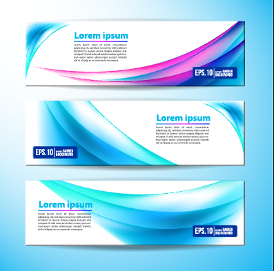 Colored wavy banner vector graphics 05
