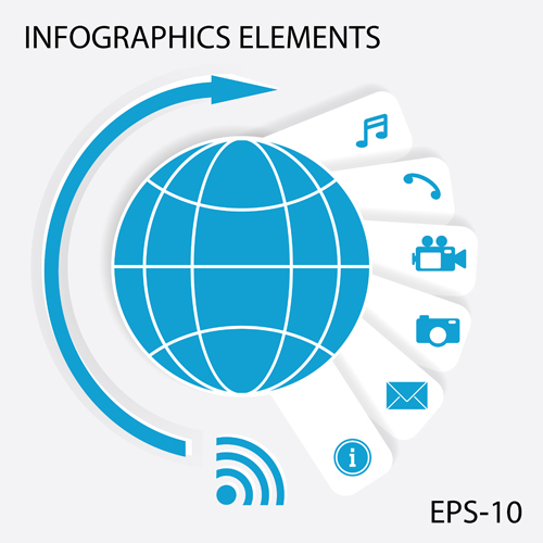 Communication with media infographics elements vector
