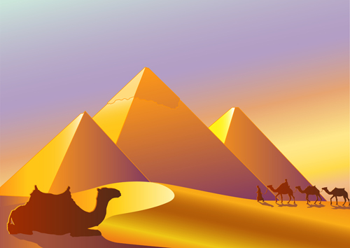 Creative egypt pyramids background vector graphics 01