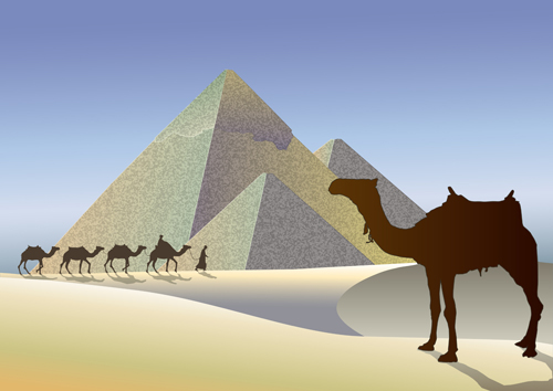 Creative egypt pyramids background vector graphics 03