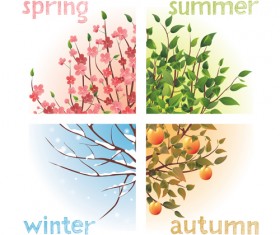 Creative four season elements vector material 01