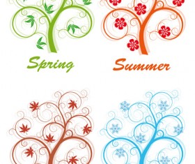 Creative four season elements vector material 05