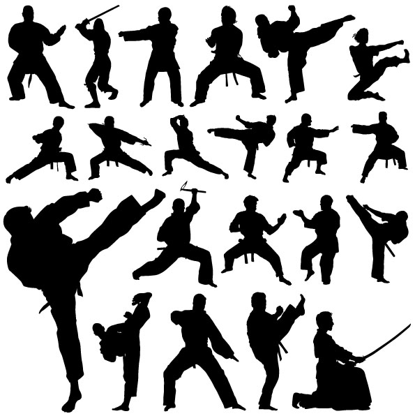 Creative martial art vector silhouettes