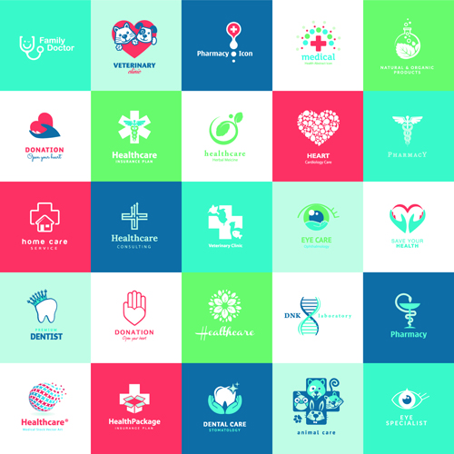 Creative medical and healthcare logos vector set 04