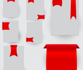 Creative red ribbons bookmarks vector set 01