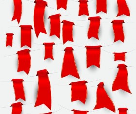 Creative red ribbons bookmarks vector set 02