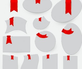 Creative red ribbons bookmarks vector set 03