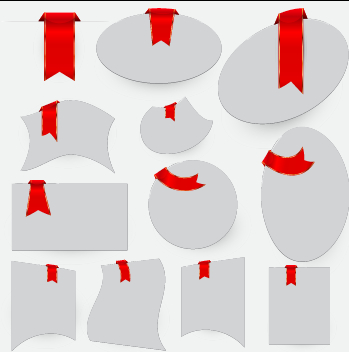 Creative red ribbons bookmarks vector set 03