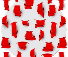 Creative red ribbons bookmarks vector set 04