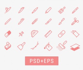 Cute Office Tools line icons vector