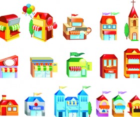 Cute city houses creative vector 01