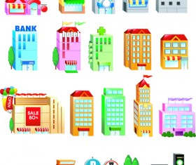 Cute city houses creative vector 02