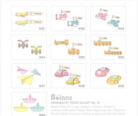 Cute kids toy with elements icons vector 01