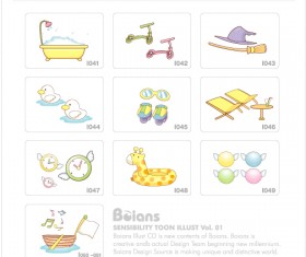 Cute kids toy with elements icons vector 02