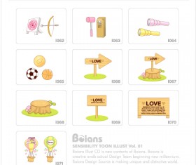 Cute kids toy with elements icons vector 04