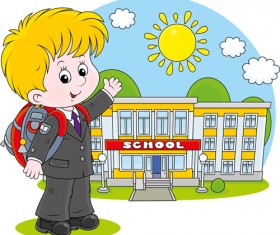 Cute school children vectors geaphics set 02