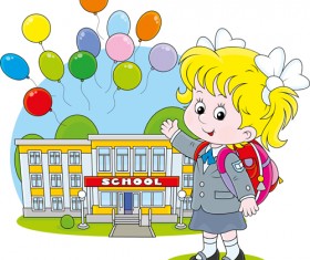 Cute school children vectors geaphics set 03