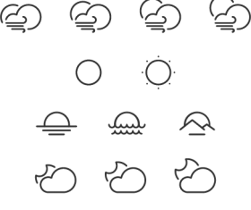 Cute weather line icons vector material