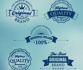 Dark blue premium quality labels vector