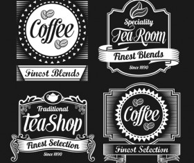 Dark style coffee labels vector graphic set 01