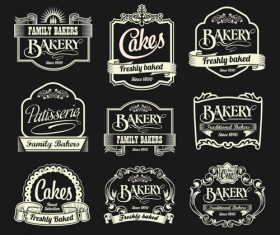 Dark style coffee labels vector graphic set 02