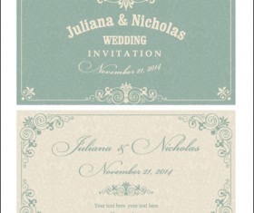 Decorative pattern wedding invitation cards vector set 02