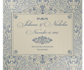 Decorative pattern wedding invitation cards vector set 03