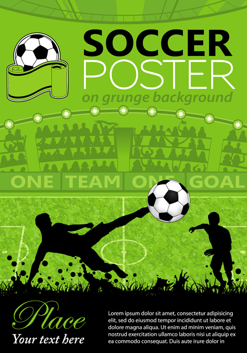 Delicate soccer poster background vector graphics 01