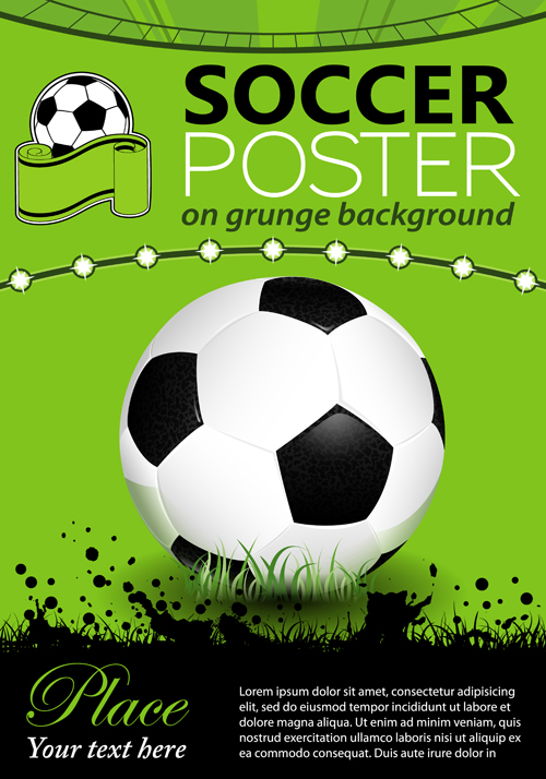Delicate soccer poster background vector graphics 02