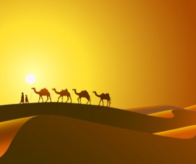 Desert and camel background vector