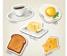 Different breakfast food vector icons material 01