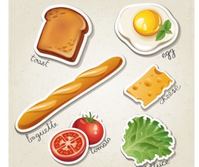 Different breakfast food vector icons material 02