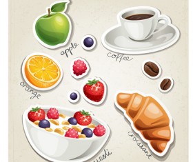 Different breakfast food vector icons material 03