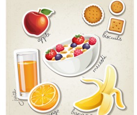 Different breakfast food vector icons material 04