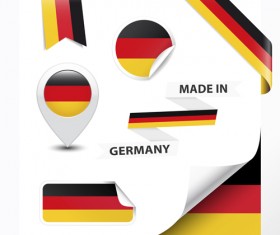 Different countries flag sticker with ribbon vector 02