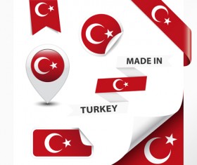 Different countries flag sticker with ribbon vector 04