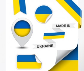 Different countries flag sticker with ribbon vector 08