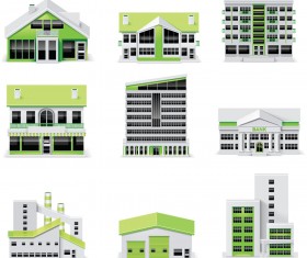 Different green city building design vector