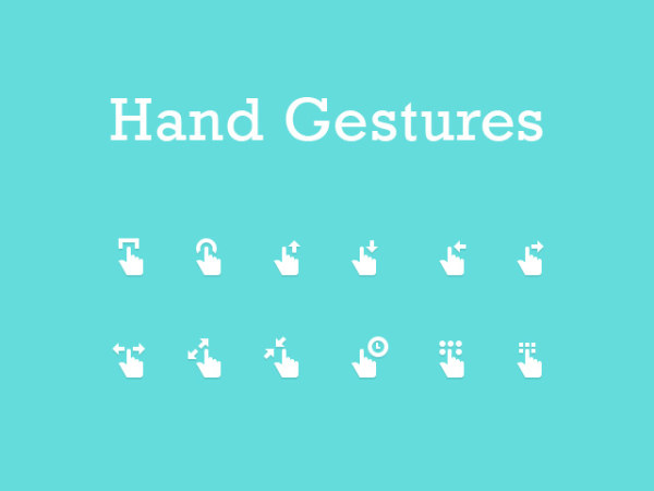 Different hand gestures psd icons
