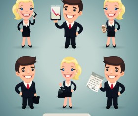 Different occupations cartoon characters vector material 01