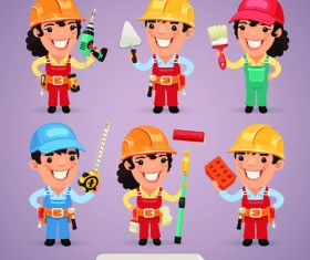 Different occupations cartoon characters vector material 04
