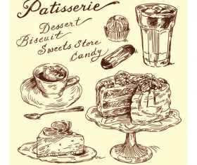 Drawing foods retro illustrations vector 08