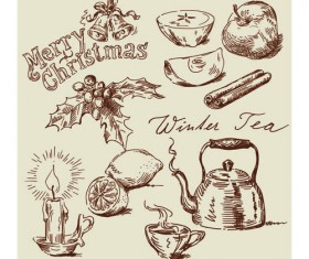 Drawing foods retro illustrations vector 09