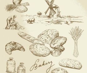 Drawing foods retro illustrations vector 10