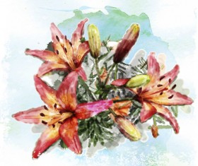 Drawn watercolor flower art background vector set 01